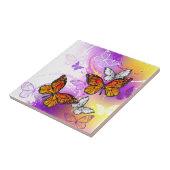 (昆虫)オオカバマダラ、モナーク蝶の背景(紫) タイル (側面)