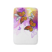 （昆虫）オオカバマダラ、モナーク蝶の背景（紫） バスマット (正面縦)