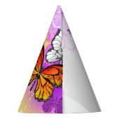 （昆虫）オオカバマダラ、モナーク蝶の背景（紫） パーティーハット (裏面)
