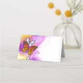 （昆虫）オオカバマダラ、モナーク蝶の背景（紫） プレイスカード (裏面)