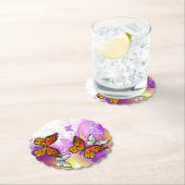 （昆虫）オオカバマダラ、モナーク蝶の背景（紫） ペーパーコースター (インサイチュ)