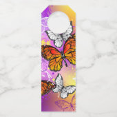 （昆虫）オオカバマダラ、モナーク蝶の背景（紫） ボトルネックタグ (裏面)