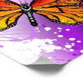 (昆虫)オオカバマダラ、モナーク蝶の背景(紫) ポスター (角)