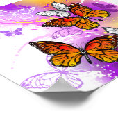 （昆虫）オオカバマダラ、モナーク蝶の背景（紫） ポスター (角)