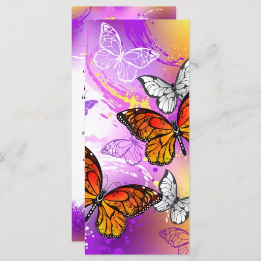 (昆虫)オオカバマダラ、モナーク蝶の背景(紫) メニュー (正面/裏面)