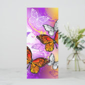 (昆虫)オオカバマダラ、モナーク蝶の背景(紫) メニュー (スタンド正面)