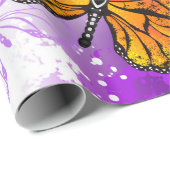 （昆虫）オオカバマダラ、モナーク蝶の背景（紫） ラッピングペーパー (ロールコーナー)