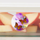 （昆虫）オオカバマダラ、モナーク蝶の背景（紫） ラベル (貼付)