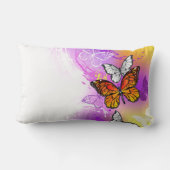 (昆虫)オオカバマダラ、モナーク蝶の背景(紫) ランバークッション (裏面)