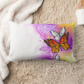 (昆虫)オオカバマダラ、モナーク蝶の背景(紫) ランバークッション (ブランケット)