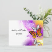 (昆虫)オオカバマダラ、モナーク蝶の背景(紫) 招待状 (スタンド正面)