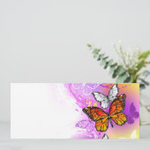（昆虫）オオカバマダラ、モナーク蝶の背景（紫） 案内状 (スタンド正面)