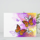 （昆虫）オオカバマダラ、モナーク蝶の背景（紫） 案内状 (スタンド正面)