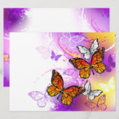 （昆虫）オオカバマダラ、モナーク蝶の背景（紫） 案内状 (正面/裏面)