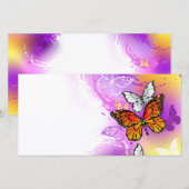 （昆虫）オオカバマダラ、モナーク蝶の背景（紫） 案内状 (正面/裏面)
