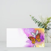 （昆虫）オオカバマダラ、モナーク蝶の背景（紫） 案内状 (スタンド正面)