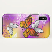 （昆虫）オオカバマダラ、モナーク蝶の背景（紫） Case-Mate iPhoneケース (裏面(横))