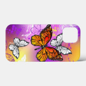 （昆虫）オオカバマダラ、モナーク蝶の背景（紫） Case-Mate iPhoneケース (裏面 (横))