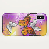 （昆虫）オオカバマダラ、モナーク蝶の背景（紫） Case-Mate iPhoneケース (裏面(横))