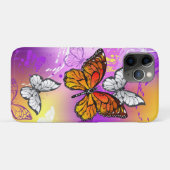 (昆虫)オオカバマダラ、モナーク蝶の背景(紫) Case-Mate iPhoneケース (裏面(横))