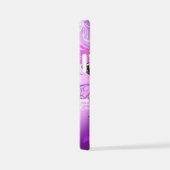 （昆虫）オオカバマダラ、モナーク蝶の背景（紫） iPhoneケース (右側面)