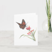 (昆虫)オオカバマダラ、モナーク蝶の花のノートカード ノートカード (正面)