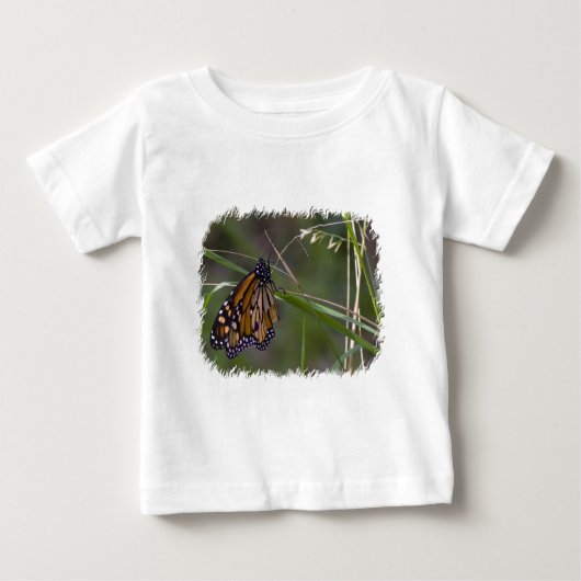(昆虫)オオカバマダラ、モナーク蝶の花 ベビーTシャツ (正面)
