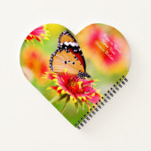 （昆虫）オオカバマダラ、モナーク蝶の花、名前モノグラム年 ノートブック (裏面)