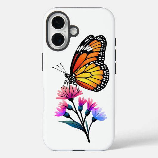 （昆虫）オオカバマダラ、モナーク蝶の花 Case-Mate iPhoneケース (裏面)