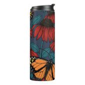 （昆虫）オオカバマダラ、モナーク蝶の赤い円錐花序 タンブラー (回転左)