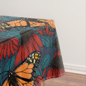 （昆虫）オオカバマダラ、モナーク蝶の赤い円錐花序 テーブルクロス (インサイチュ)