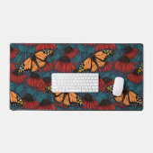 （昆虫）オオカバマダラ、モナーク蝶の赤い円錐花序 デスクマット (キーボード&マウス)