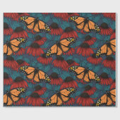 （昆虫）オオカバマダラ、モナーク蝶の赤い円錐花序 ラッピングペーパー (フラット)