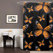 (昆虫)オオカバマダラ、モナーク蝶の黒シャワーカーテン シャワーカーテン