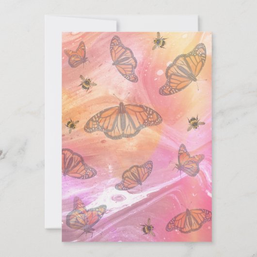 （昆虫）オオカバマダラ、モナーク蝶アダルトバースデーパーティ招待状 招待状 (裏面)