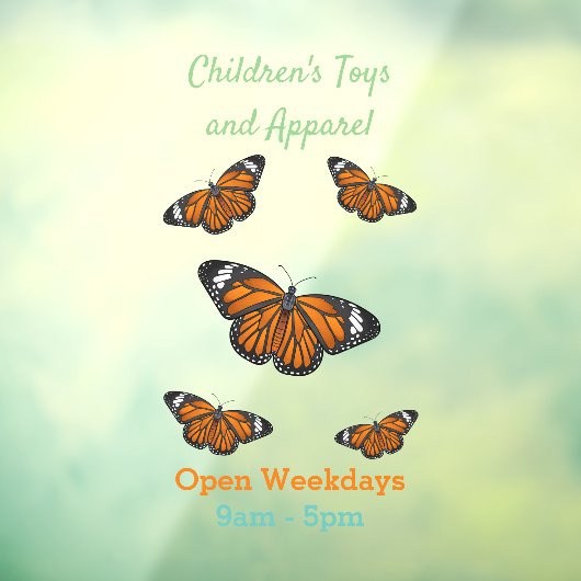 （昆虫）オオカバマダラ、モナーク蝶イラストレーション ウィンドウサイン (シート3)