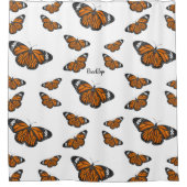 （昆虫）オオカバマダラ、モナーク蝶イラストレーション シャワーカーテン (正面)