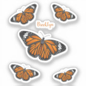 （昆虫）オオカバマダラ、モナーク蝶イラストレーション シール (正面)