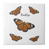 (昆虫)オオカバマダラ、モナーク蝶イラストレーション タイル (正面)