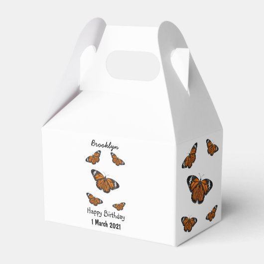 （昆虫）オオカバマダラ、モナーク蝶イラストレーション フェイバーボックス (正面サイド)