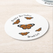 （昆虫）オオカバマダラ、モナーク蝶イラストレーション ラウンドペーパーコースター (アングル)