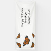 （昆虫）オオカバマダラ、モナーク蝶イラストレーション 横断幕 (縦)