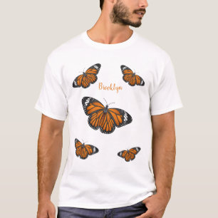 (昆虫)オオカバマダラ、モナーク蝶イラストレーション Tシャツ