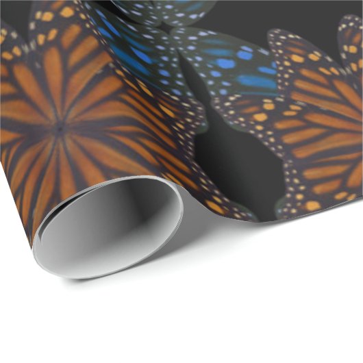 (昆虫)オオカバマダラ、モナーク蝶ウイングオレンジと青パターン ラッピングペーパー (ロールコーナー)