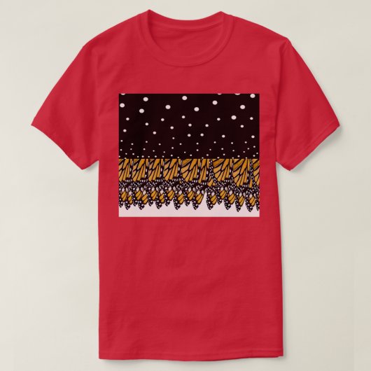 （昆虫）オオカバマダラ、モナーク蝶ウイング水玉模様パターンコスト Tシャツ (デザイン正面)