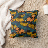 （昆虫）オオカバマダラ、モナーク蝶オンイエローコンフェロー クッション (ブランケット)