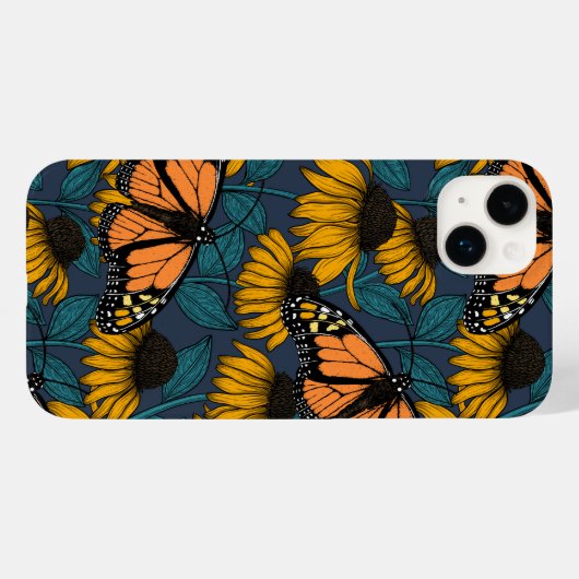 (昆虫)オオカバマダラ、モナーク蝶オンイエローコンフェロー Case-Mate iPhoneケース (裏面 (横))