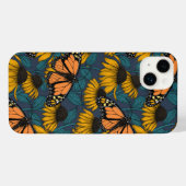（昆虫）オオカバマダラ、モナーク蝶オンイエローコンフェロー iPhoneケース (裏面横)