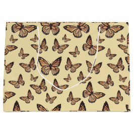 （昆虫）オオカバマダラ、モナーク蝶オンイエロー ラージペーパーバッグ