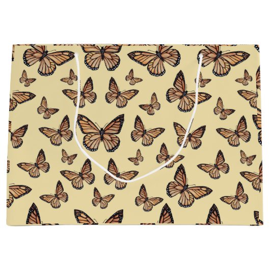 （昆虫）オオカバマダラ、モナーク蝶オンイエロー ラージペーパーバッグ (正面)